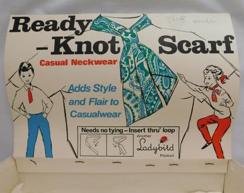 Girls ready-knot cravat scarf salmon pink hippie era vintage 1960s tie UNUSED